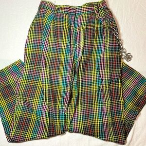 The Ragged Priest MultiColor Checkered Trousers With Wallet Chain Size Small
